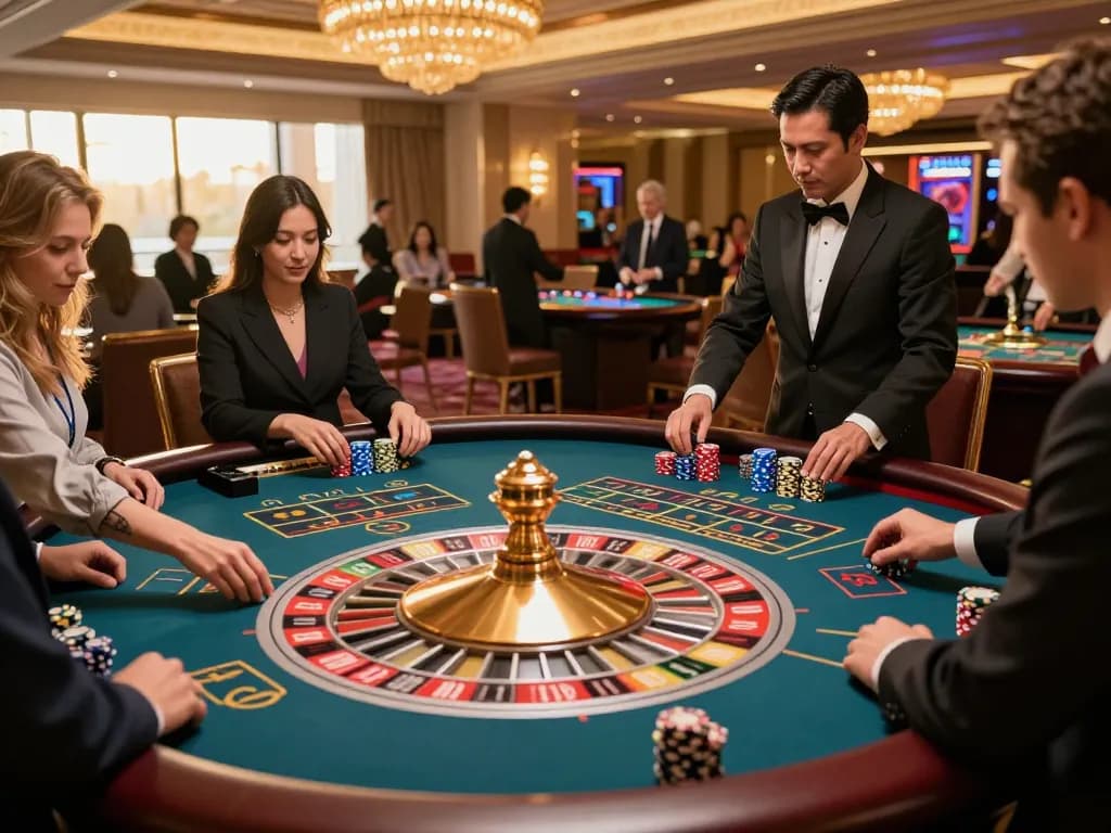 Players engaging at the roulette table in red88, showcasing the thrill of strategic betting.