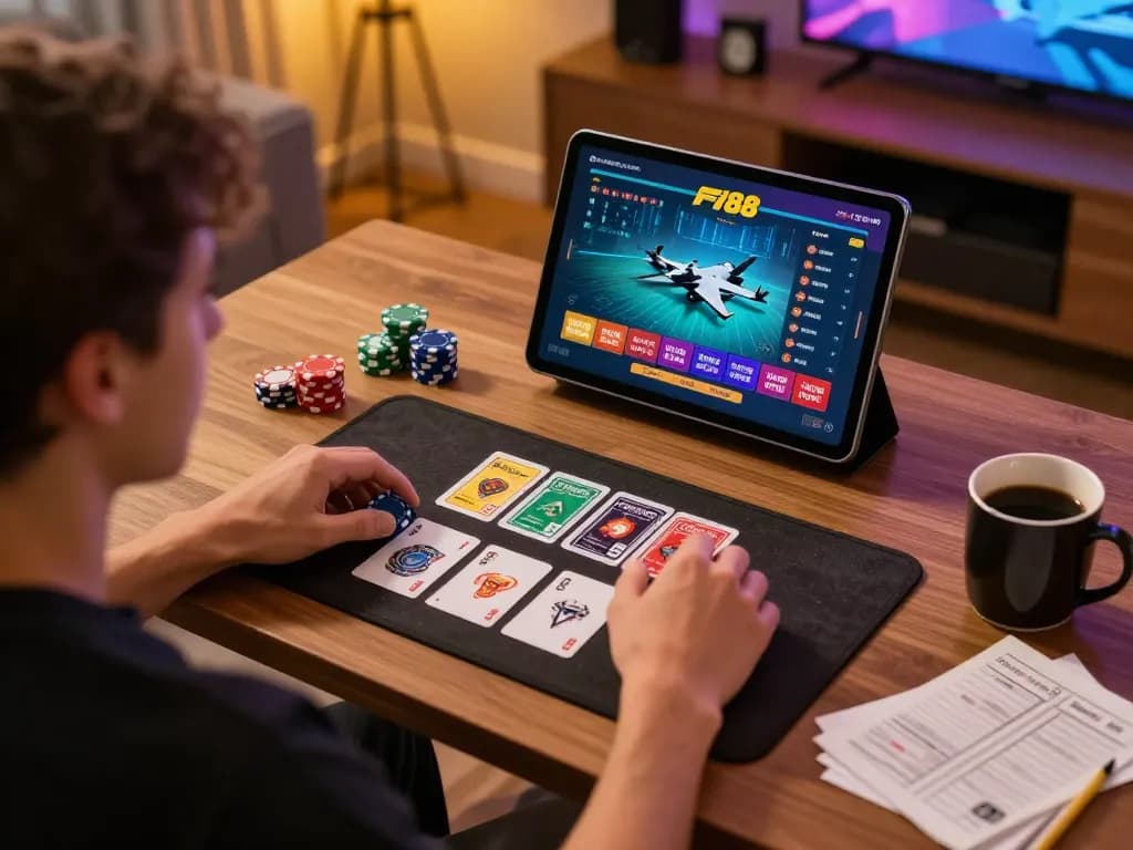 Participating in F1688 online gaming while strategizing with notes and a tablet