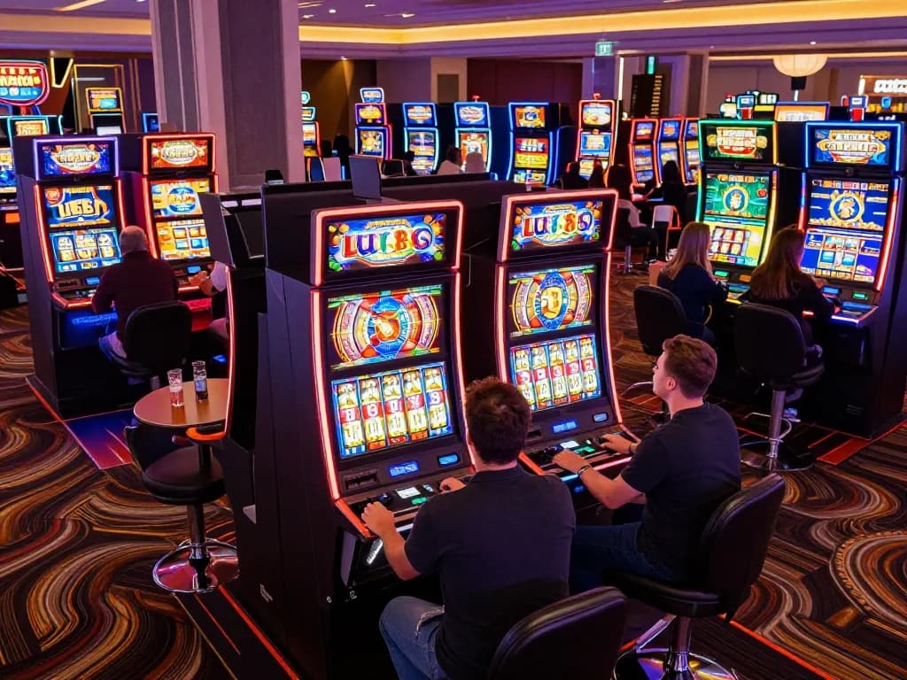 Players celebrating big wins at the lucky88 slot machines in an exciting casino atmosphere