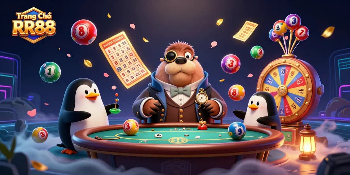 Experience thrilling gaming at Trang Chủ RR88 with a vibrant underwater poker scene filled with lively characters.