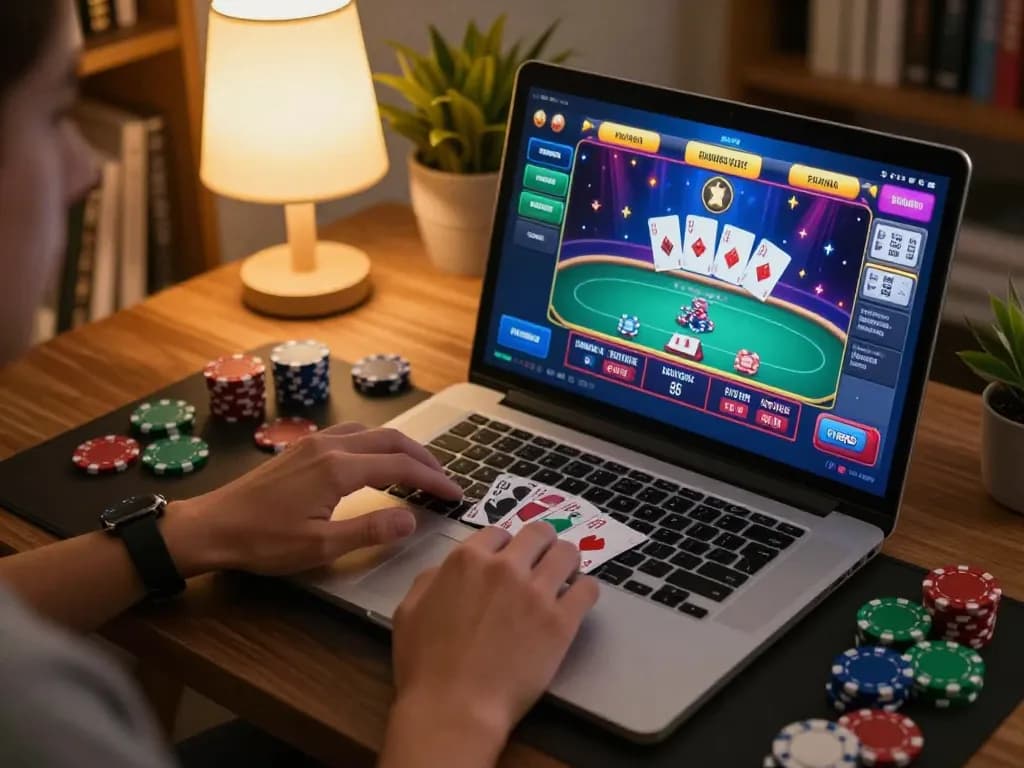 F168 online gaming session with poker interface visible, showcasing strategic betting and comfortable atmosphere