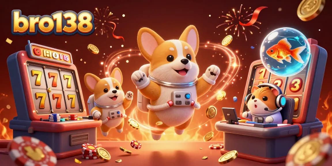 Spin to win big with bro138 in an exciting space station casino scene filled with animated characters.