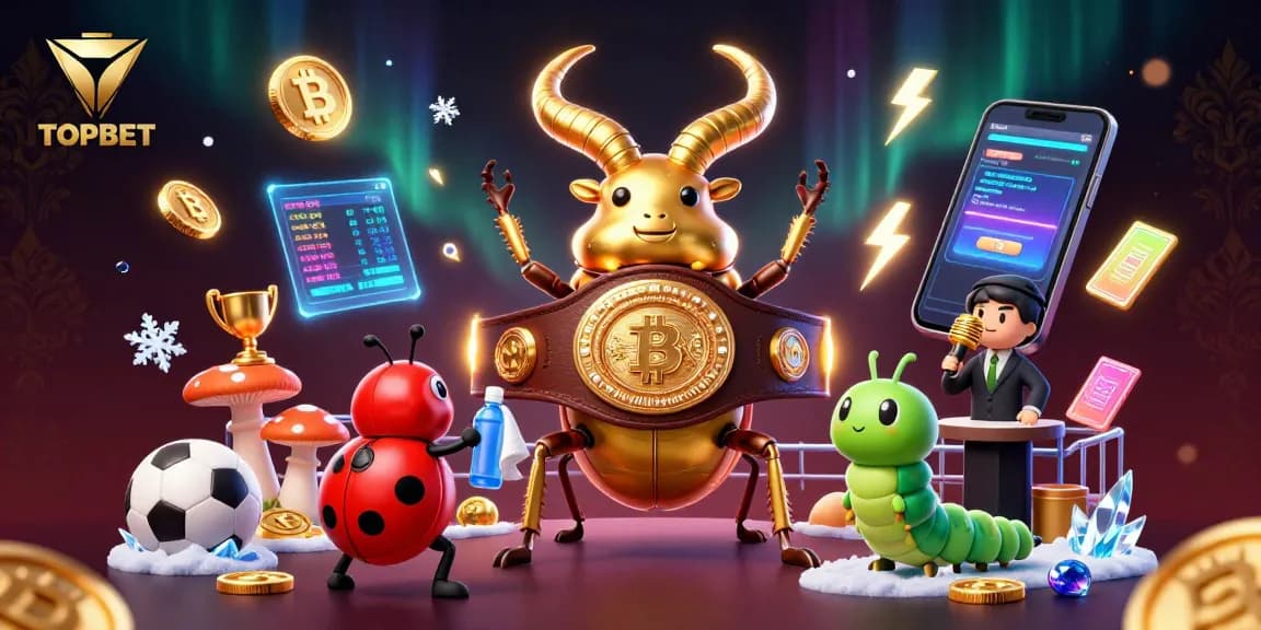 Engage with TOPBET for sports betting and crypto excitement in a vibrant 3D scene.
