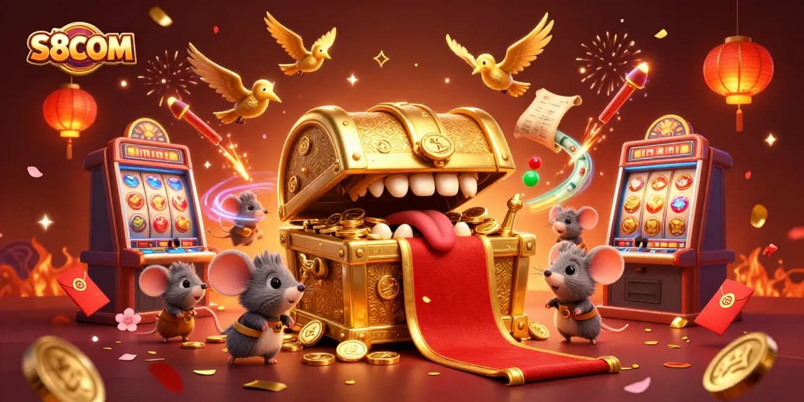 Engage with S8COM's thrilling slot machines and adventurous treasure hunt in a vibrant atmosphere.