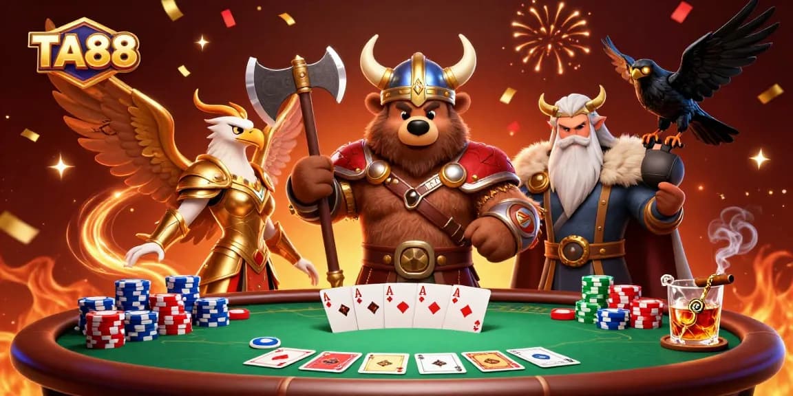 Experience dynamic gameplay at TA88 with vibrant poker scene featuring unique characters.