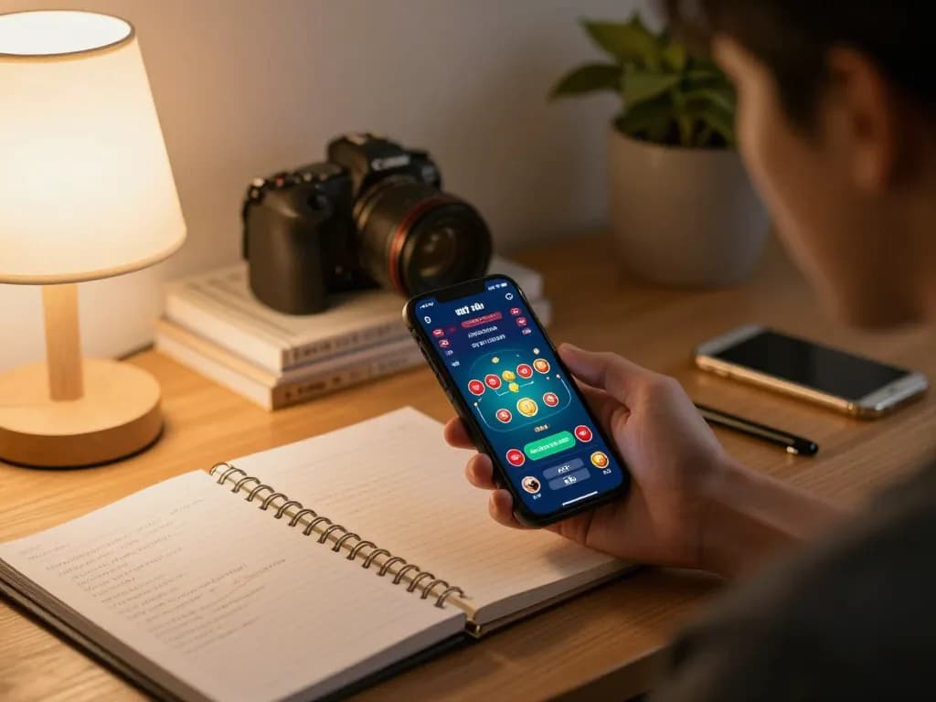 Engaging gameplay on the app tài xỉu online, showcasing mobile betting in a cozy home environment