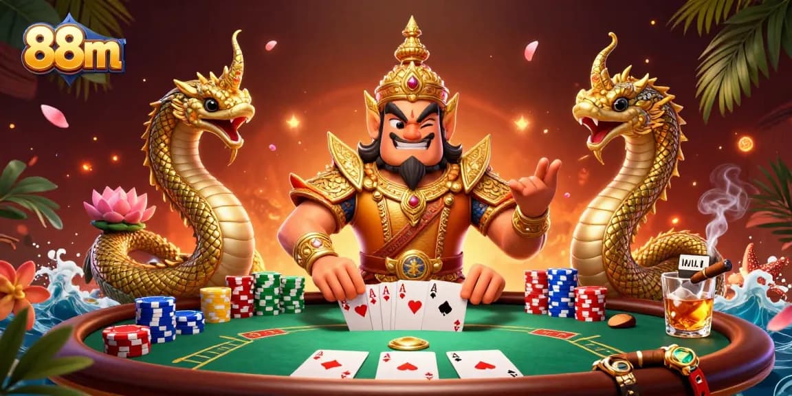 Experience the excitement of gaming at 88m with a vibrant poker scene featuring dynamic characters.