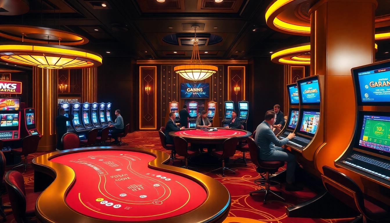 Gamble confidently at ffgg88.com with exciting slot machines and poker tables in a luxurious casino.