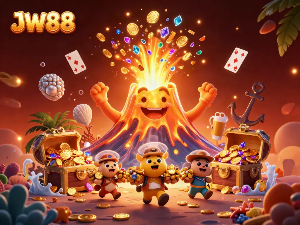 Experience exhilarating wins at JW88 Casino with a jubilant eruption of gold and treasures.