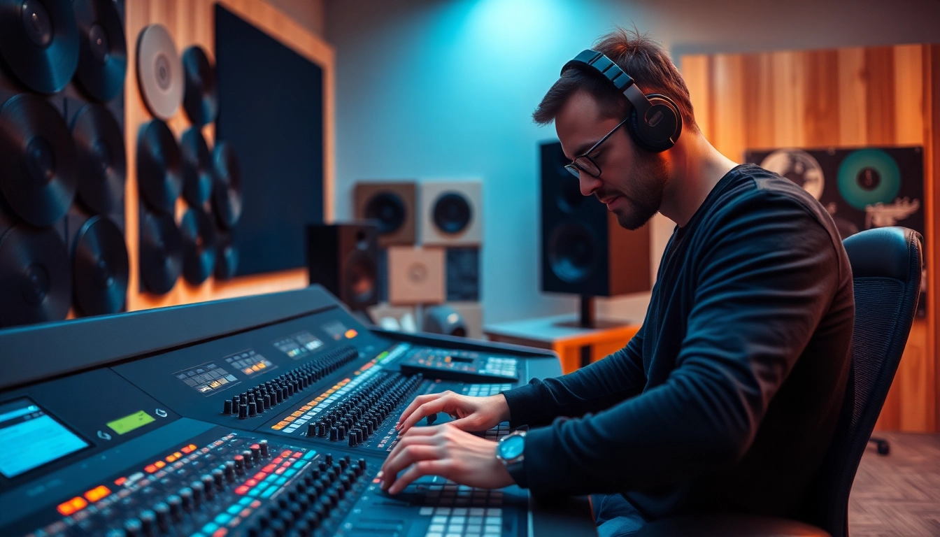 Engineer focused on online audio mastering at a professional studio console.
