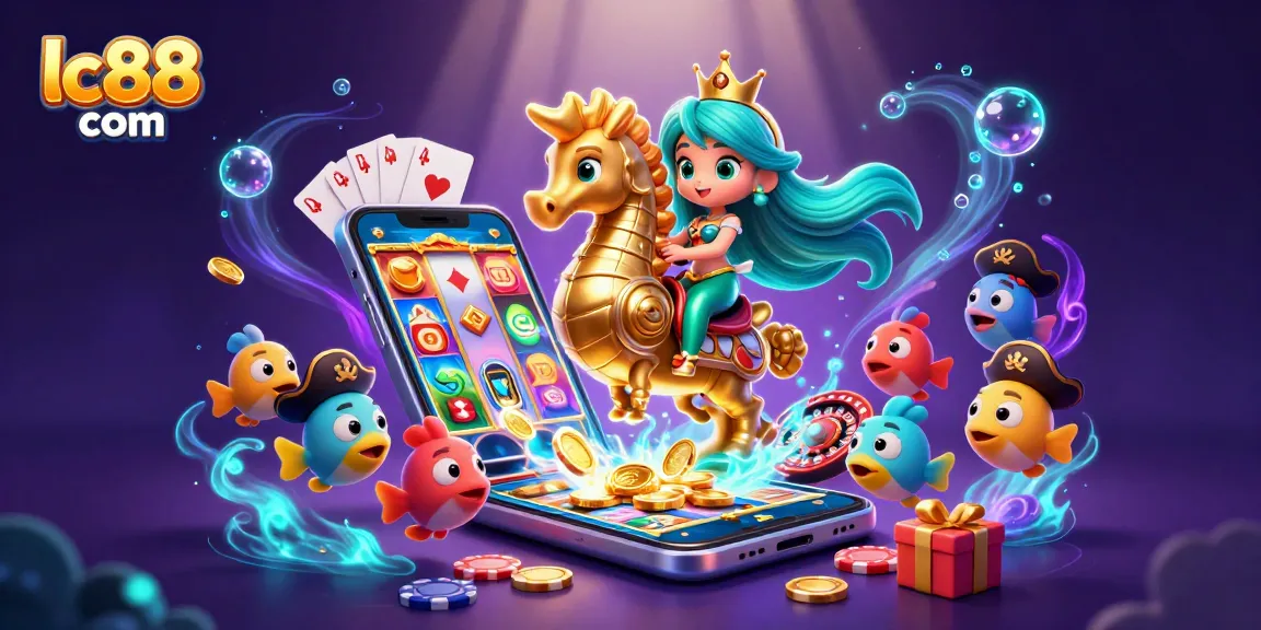 Engage with exciting games at lc88 com featuring vibrant casino elements and a magical underwater scene.