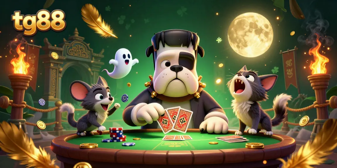 Engage with tg88's vibrant gaming experience featuring a colorful 3D cartoon scene with exciting gambling elements.