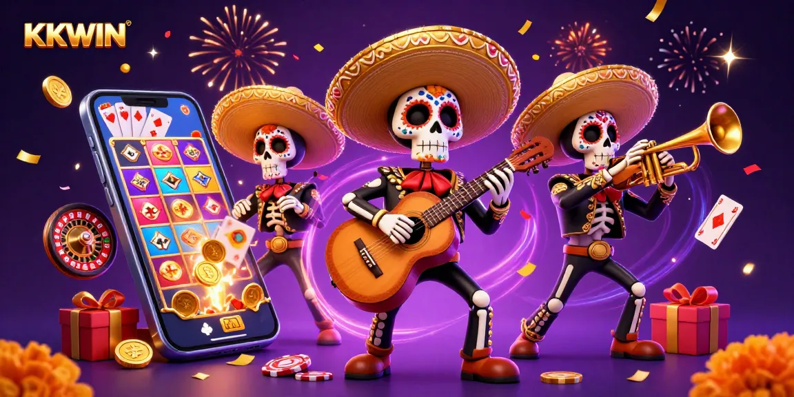 Play exciting games at KKWIN, featuring a vibrant mariachi band amidst dynamic gambling elements.