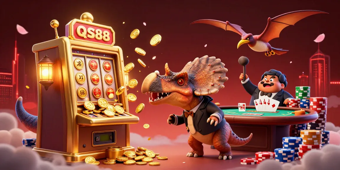 Experience a jackpot thrill with QS88 as characters celebrate wins in a vibrant casino scene.