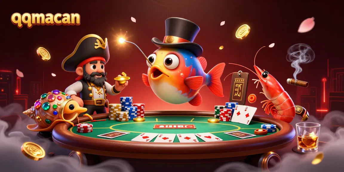 Experience thrilling play at qqmacan while winning golden coins in a vibrant casino illustration.