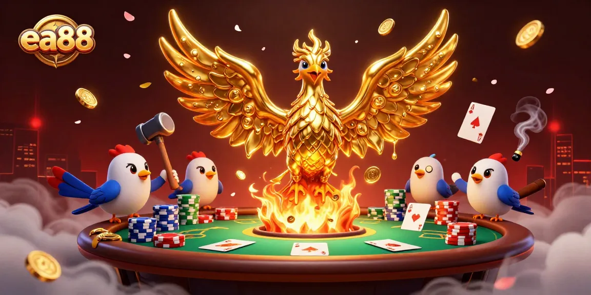 Experience high-stakes gameplay with ea88's dynamic poker scene featuring golden elements.