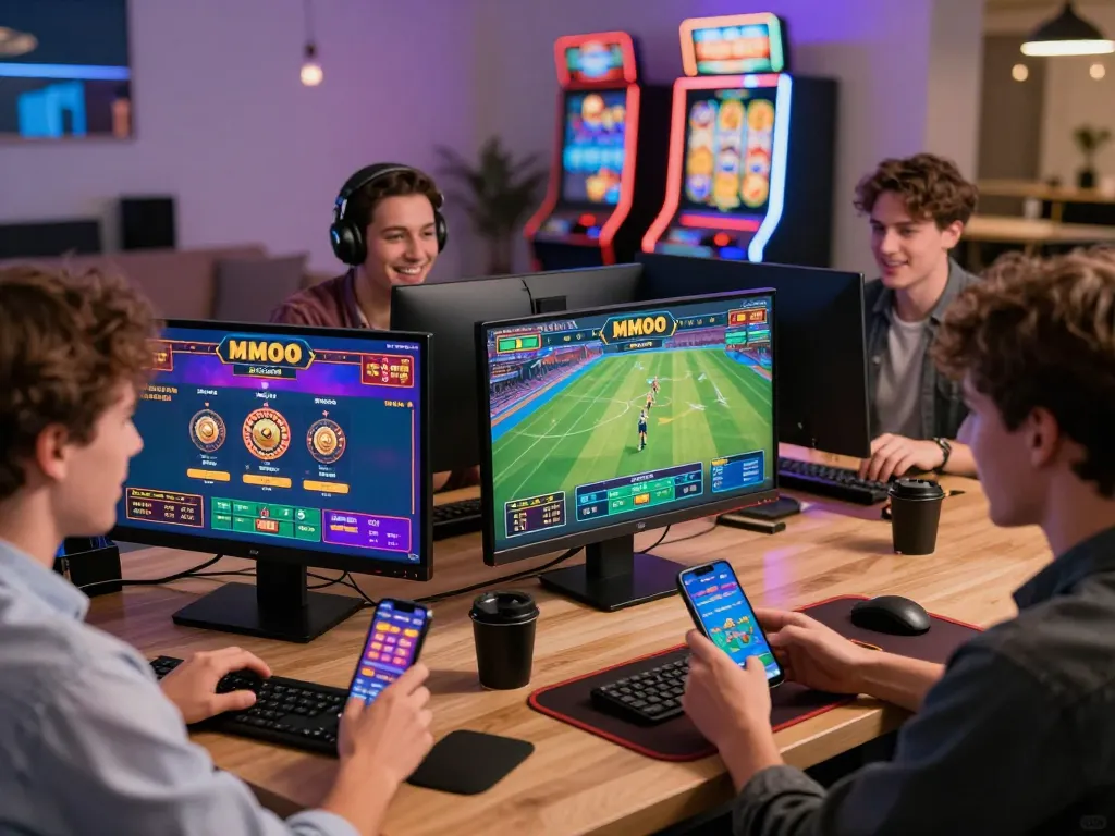MMOO users enjoying online gambling on devices with excitement and engagement.