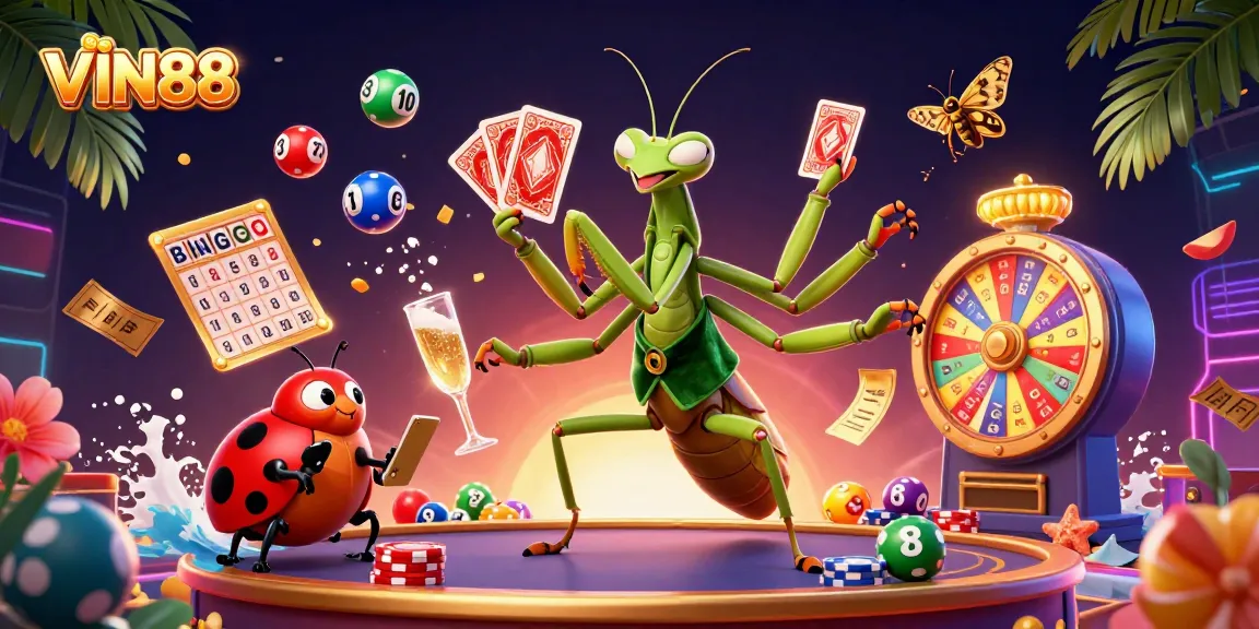 Engage with VIN88, an energetic 3D casino scene showcasing vibrant details and excitement.