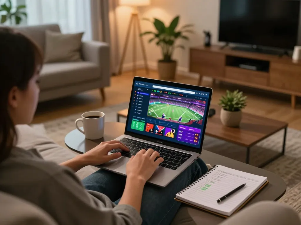 Socolive user actively placing bets in a cozy home setup, showcasing the excitement of online sports betting.