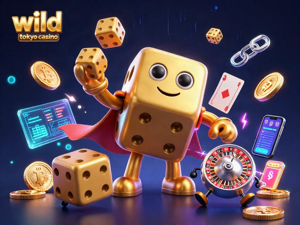 Engage with wild tokyo casino's vibrant gaming world featuring unique characters and crypto elements in a lively atmosphere.