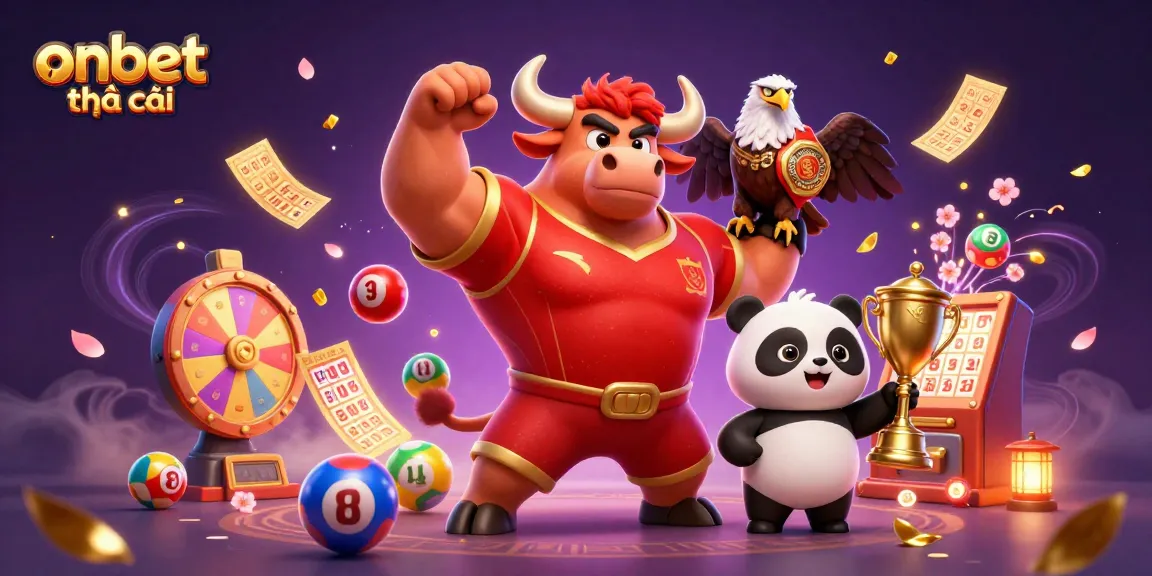 Win big with onbet nhà cái in this vibrant 3D casino celebration scene featuring characters and thrilling game elements.