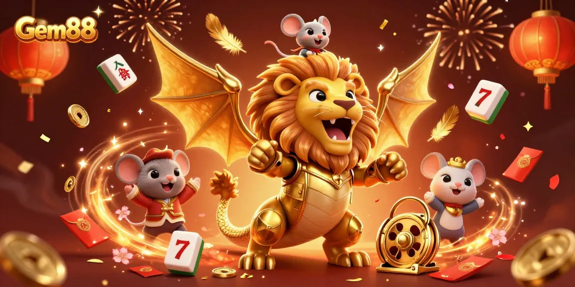 Experience excitement with Gem88's golden chimera in a vibrant casino adventure.