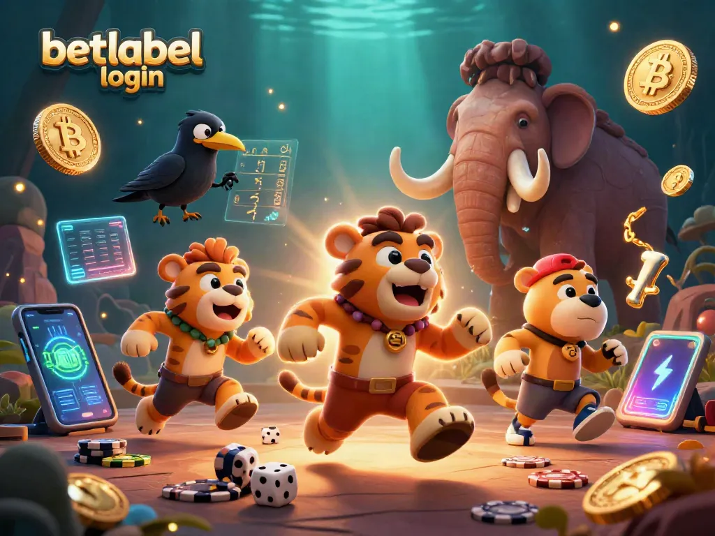 Engage in thrilling action at BetLabel login with a vibrant casino scene featuring dynamic characters and gaming elements.