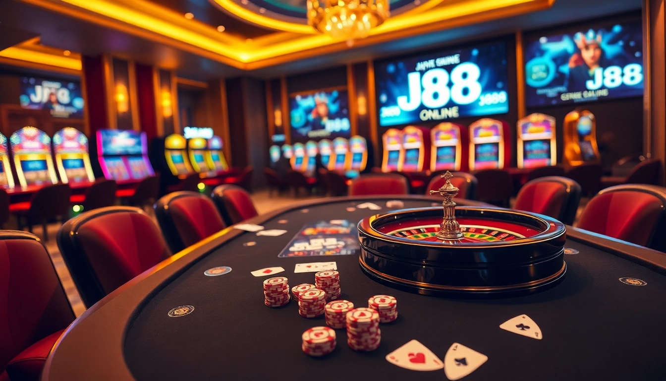Experience thrilling poker action at J88 casino with vibrant tables and elite players.