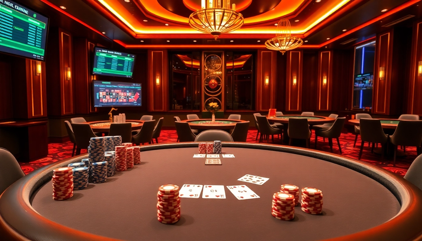 Engage in thrilling gaming experiences at nhà cái sv368 with vibrant poker tables and dynamic betting interfaces.