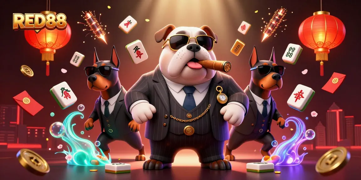 Join RED88 in a vibrant 3D scene showcasing dynamic casino gaming elements and characters.