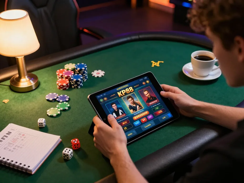 Engaging with the KP88 casino app while strategizing for successful online betting.