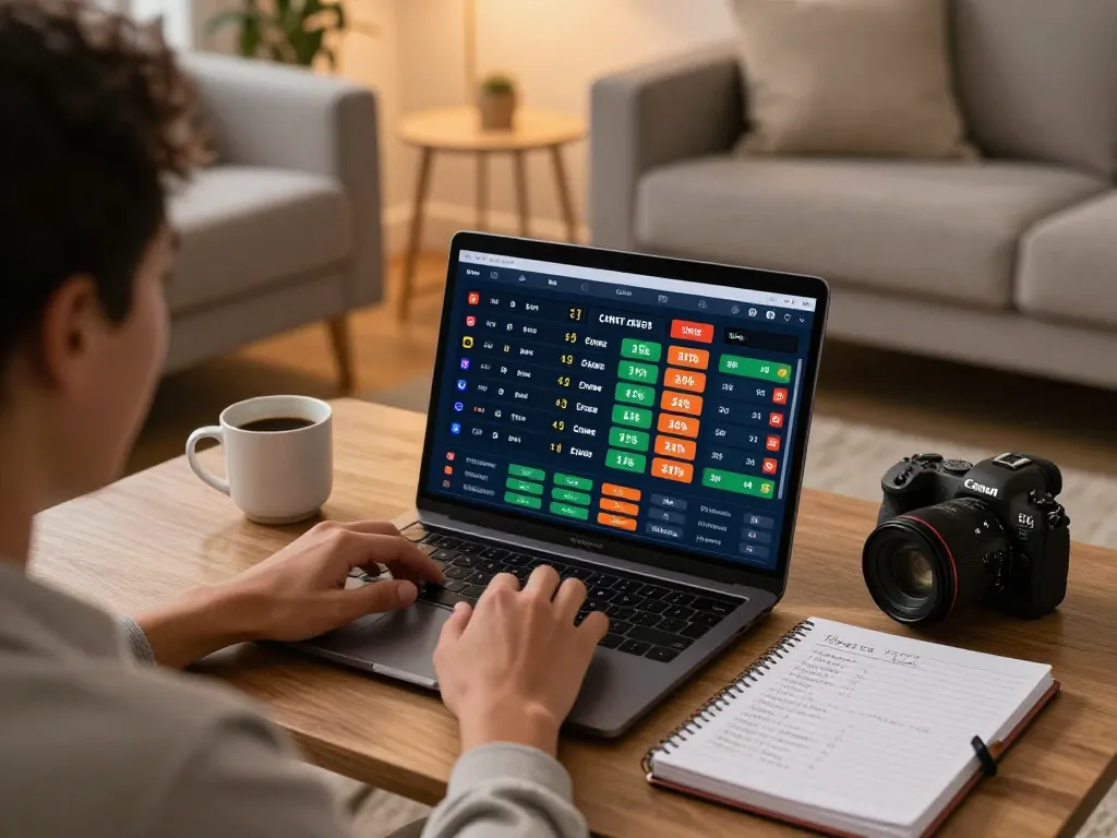 Place winning bets on ta88 with live sports betting on a laptop in a cozy home setting.