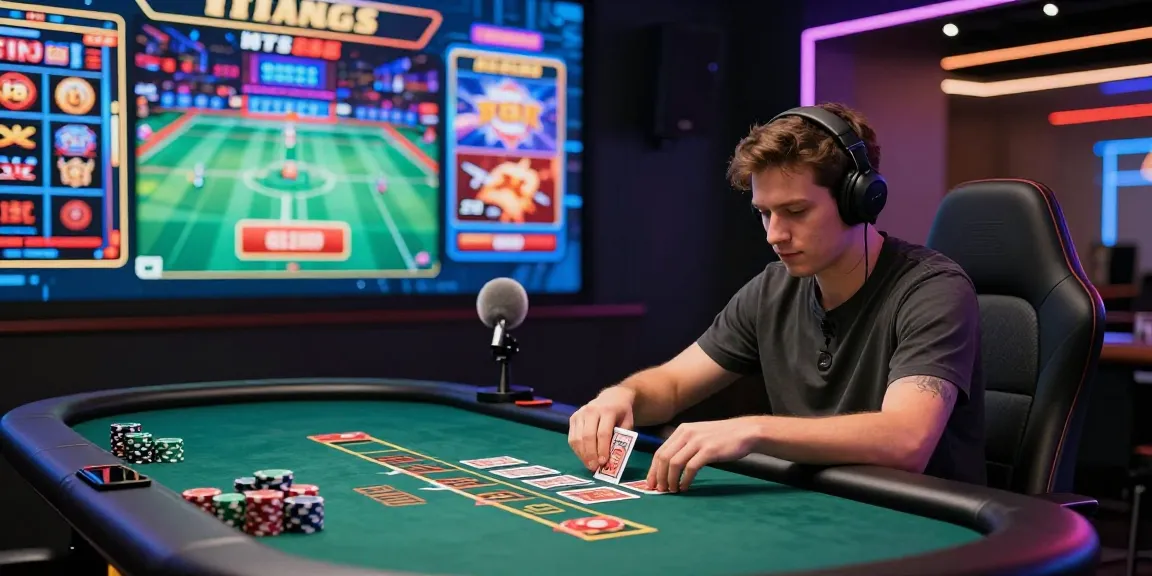 Engaging scene of a player at HM88 online casino with vibrant lighting and gaming setup
