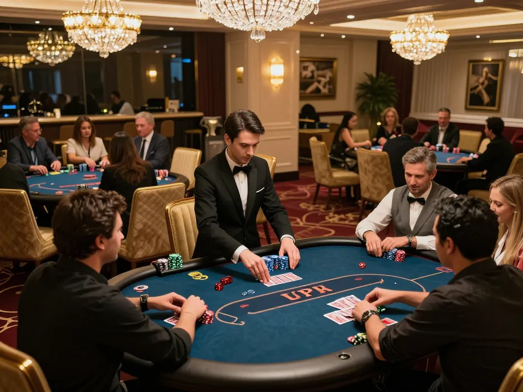 Engaged players in a VIP gaming area demonstrating fun79 top strategies at an upscale poker table