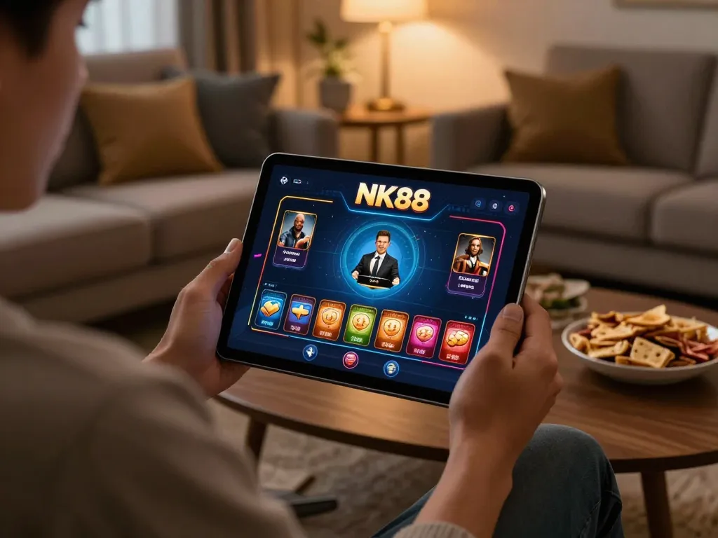 Engaging moment of online gambling on NK88 app showcasing user’s interaction and comfort.