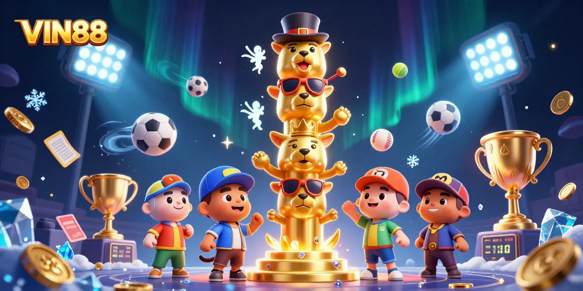 Experience the thrilling world of VIN88 with engaging sports elements and captivating casino visuals.