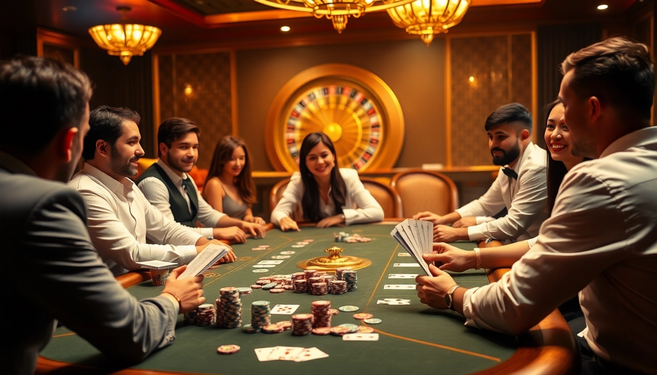 Experience the thrill of 789win while playing poker at an elegant casino table surrounded by gold and red tones.