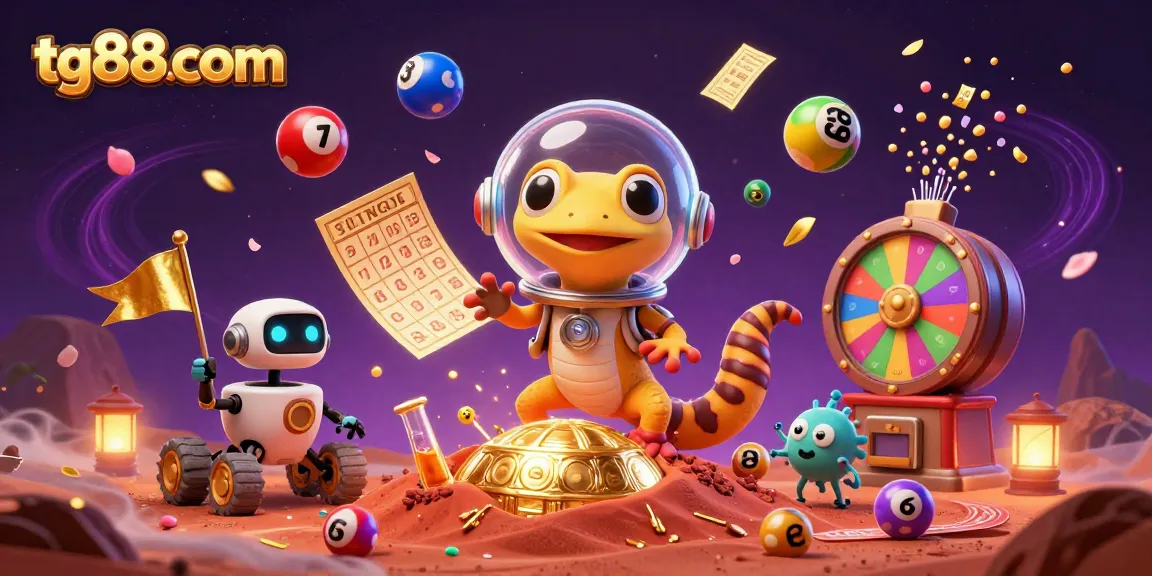 Experience thrilling fun at tg88com with a cartoon Martian gecko uncovering a golden casino.