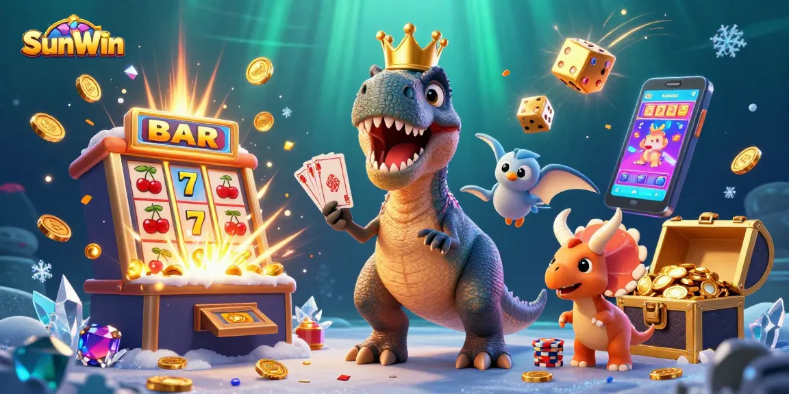Experience the excitement of SunWin with a thrilling casino scene featuring vibrant characters and dynamic gaming elements.