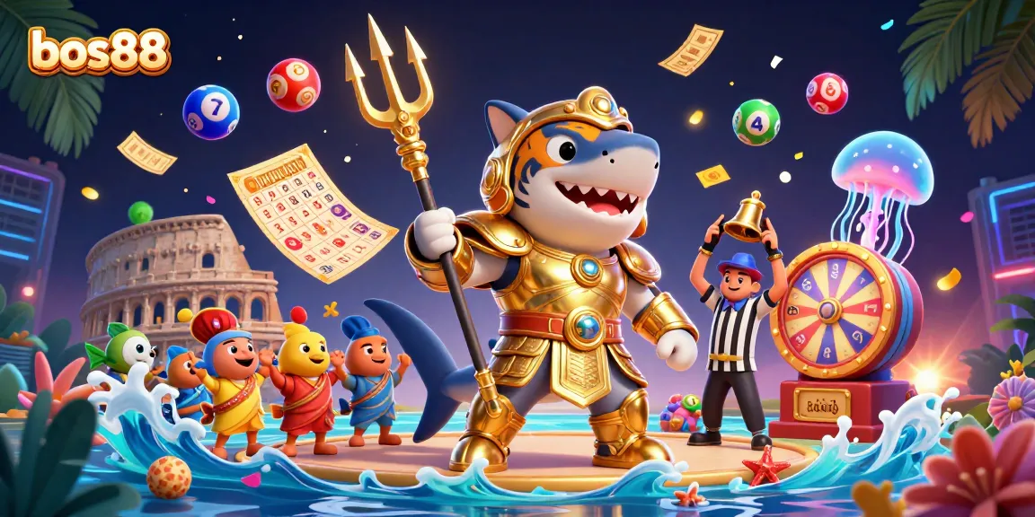 Engage in thrilling games at bos88, featuring vibrant lottery elements and an energetic underwater scene.
