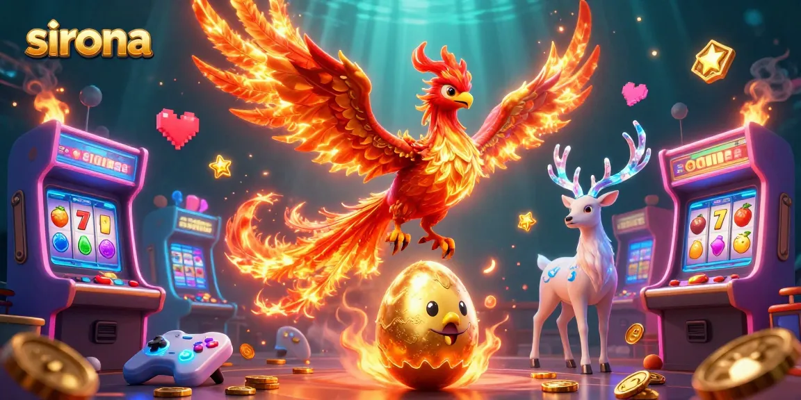 Uncover sirona's vibrant casino adventure with a 3D phoenix and slot elements.