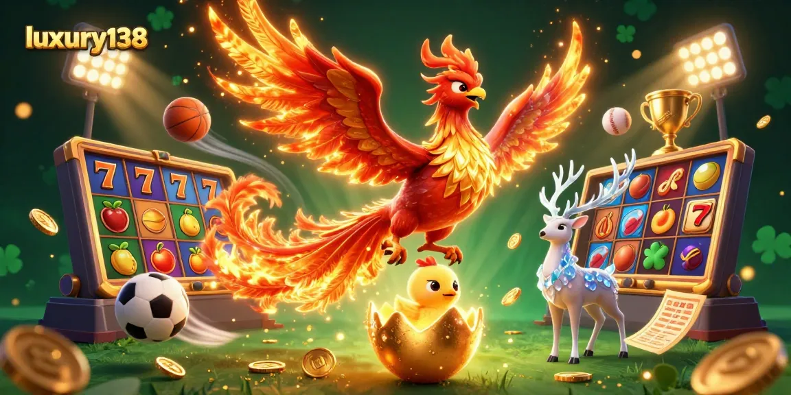 Experience winning with luxury138's slots, surrounded by vibrant symbols and exciting game elements.