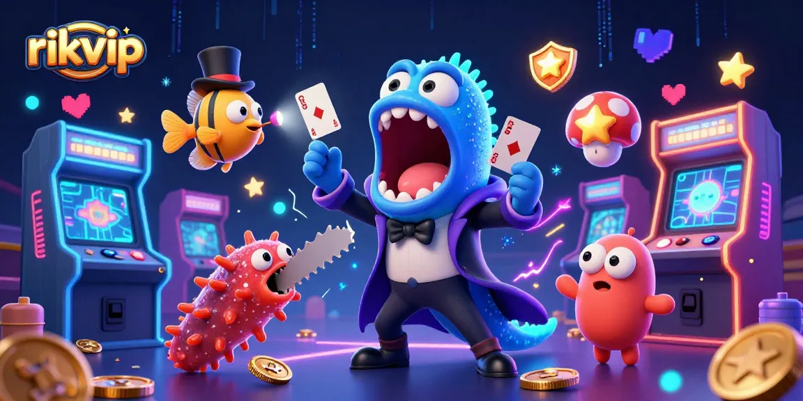 Experience thrilling card tricks at rikvip, featuring a deep-sea eel magician in a vibrant casino setting.