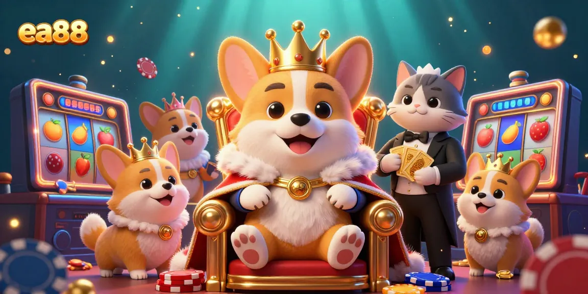 Discover exciting slots at ea88 with animated characters enjoying casino thrills!