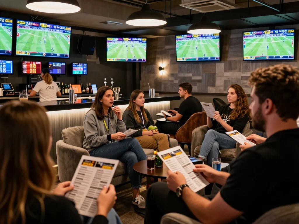 Engaging patrons placing bets at OPEN88 sports betting lounge with lively atmosphere
