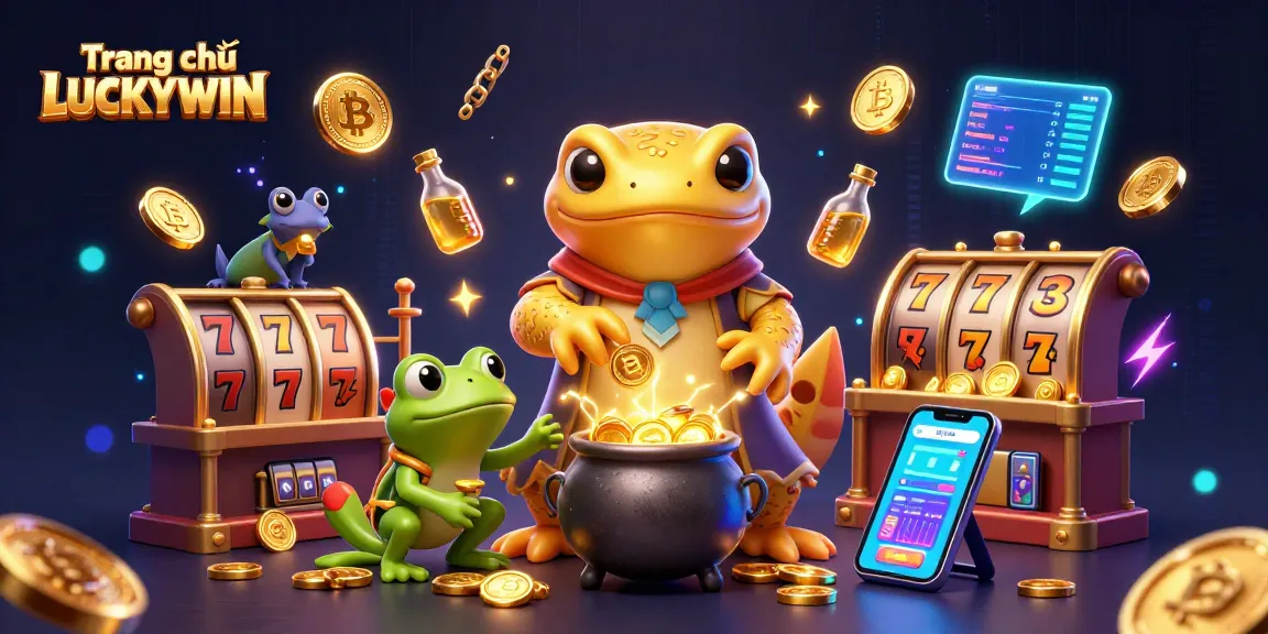 Engage with slots and crypto action on Trang chủ LUCKYWIN, featuring a dynamic alchemist scene.