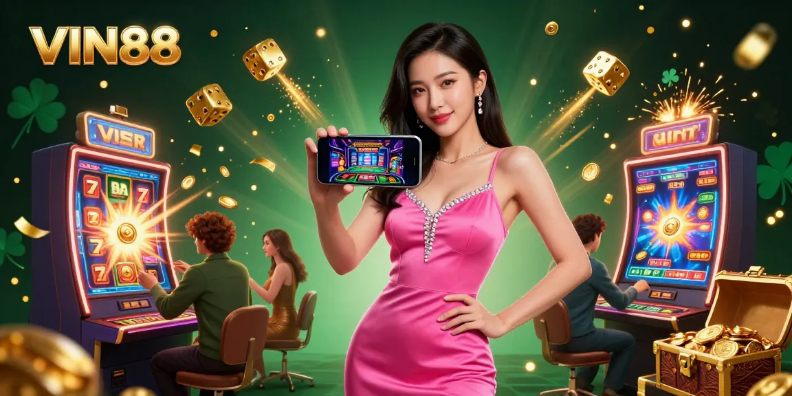 Engage with VIN88’s vibrant online casino experience through a stunning illustration showcasing a live dealer game with dynamic elements.