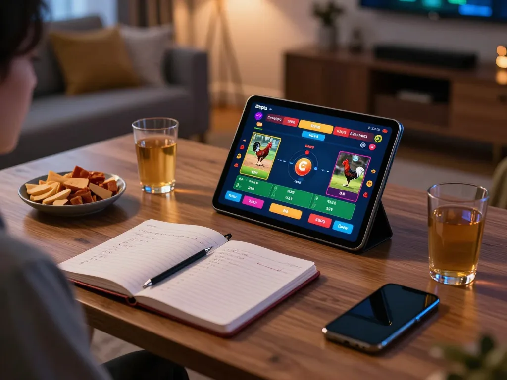 Daga app user engaged in online casino gaming with tablet and betting strategies.