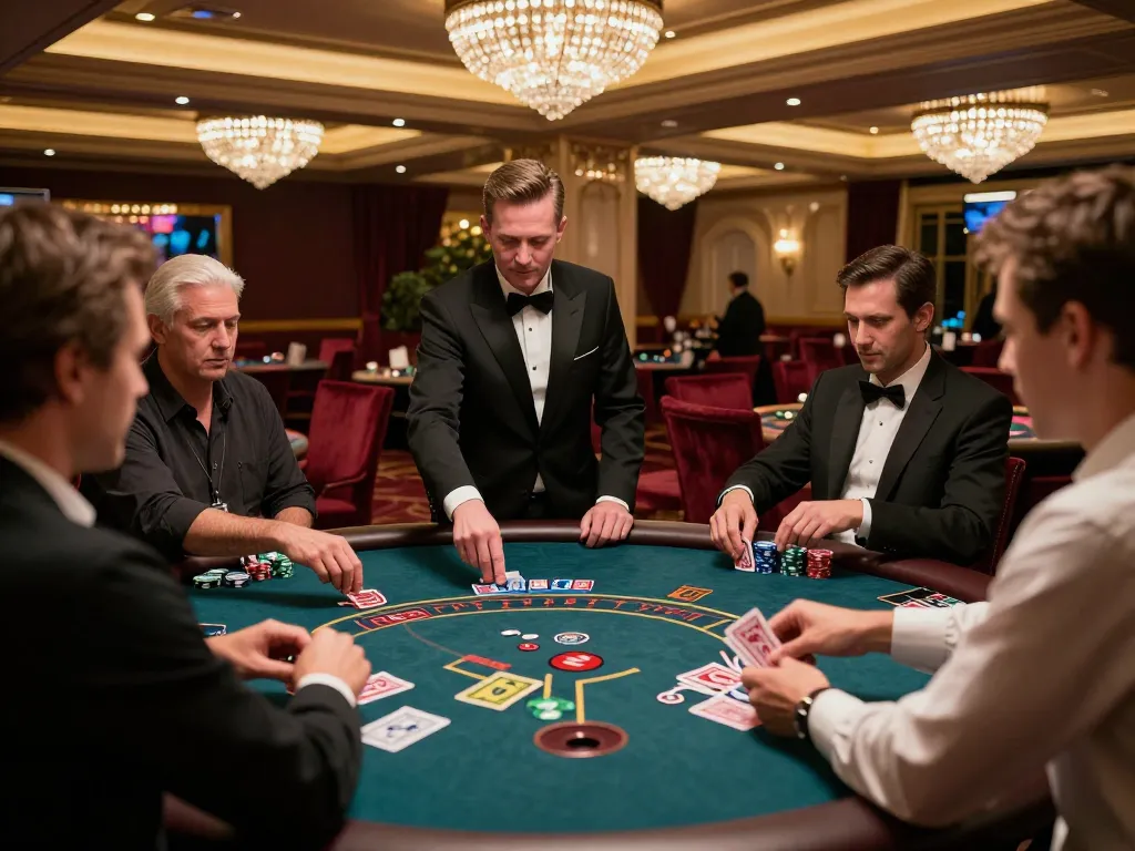 Experience dynamic blackjack gameplay at https://fabet3.net/ with players in action and dealer managing bets.