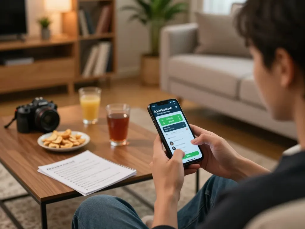 Engaging home setup with sports betting app showing tỷ lệ kèo nhà cái hôm nay, reflecting responsible gaming.